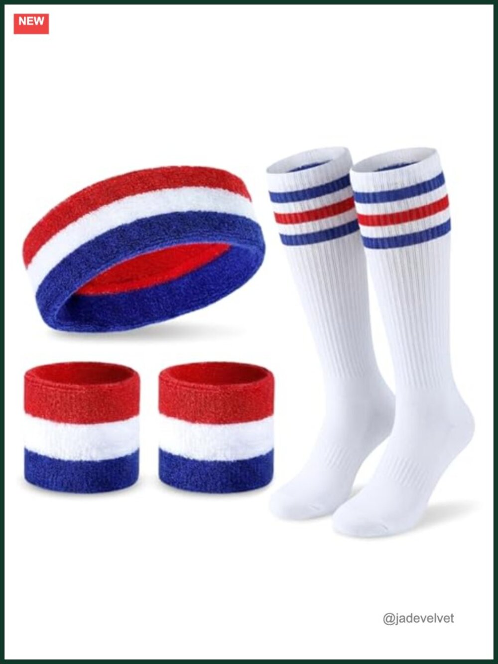 Striped Elastic Sports Headband Wristband Set with Socks
